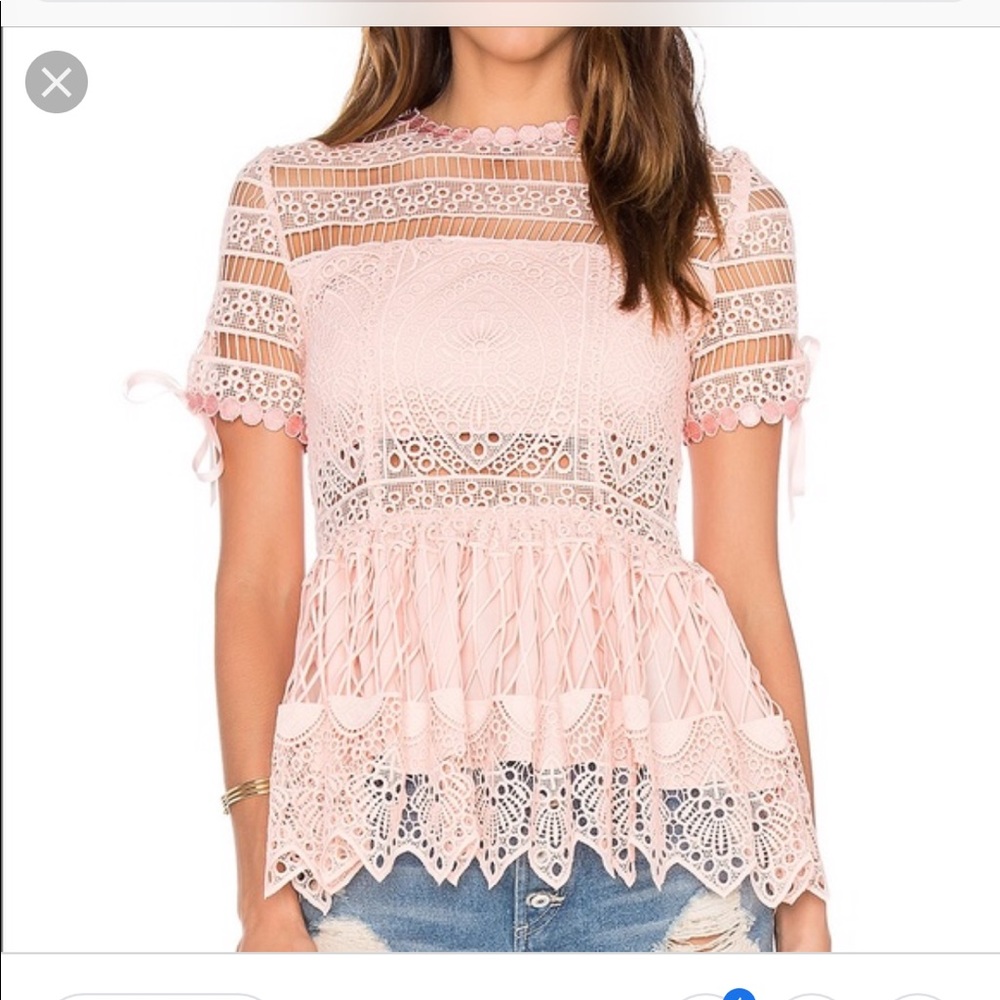 A lace Alexis blouse with crepe bandeau